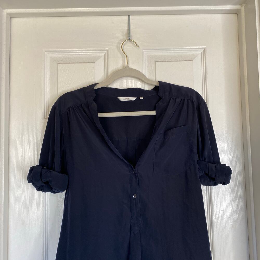 ANTHROPOLOGIE Zoa New York Navy Blue Shirt Collared Office Professional Size XS - Picture 4 of 7